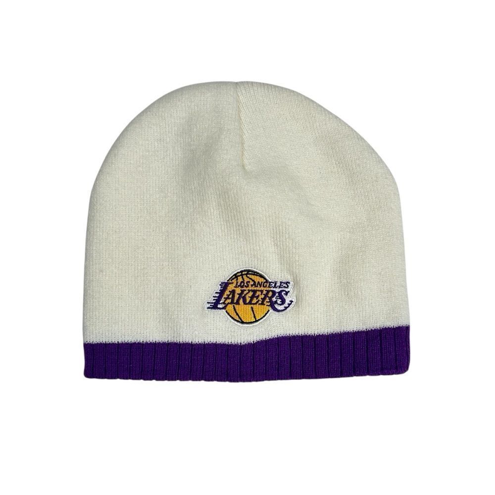 Los Angeles Lakers Basketball Team LOGO White Knit Beanie Hat NBA LAL